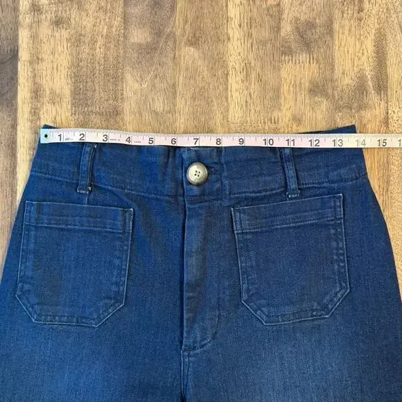 Pilcro Anthropologie Women’s The Skipper Wide-Leg Denim Jean Blue Sz 27P Petite - Picture 3 of 10